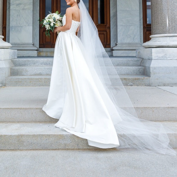 Custom-Made Two-Piece Satin Ballgown A-Line Wedding Dress (Adjustable Size) - Picture 2 of 11